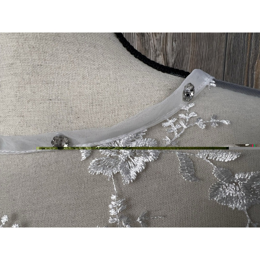 Bridal Sheer Mesh Embroidery Lace Asymmetric Shawl Cape Wedding Prom Party - Picture 4 of 7